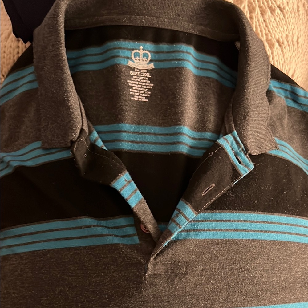 Men's Striped Polo Shirt - Black and Blue